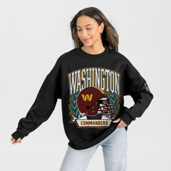 Gameday Couture Women's Oversized Victory Lane Black Label Premium Fleece Sweatshirt - Washington Commanders