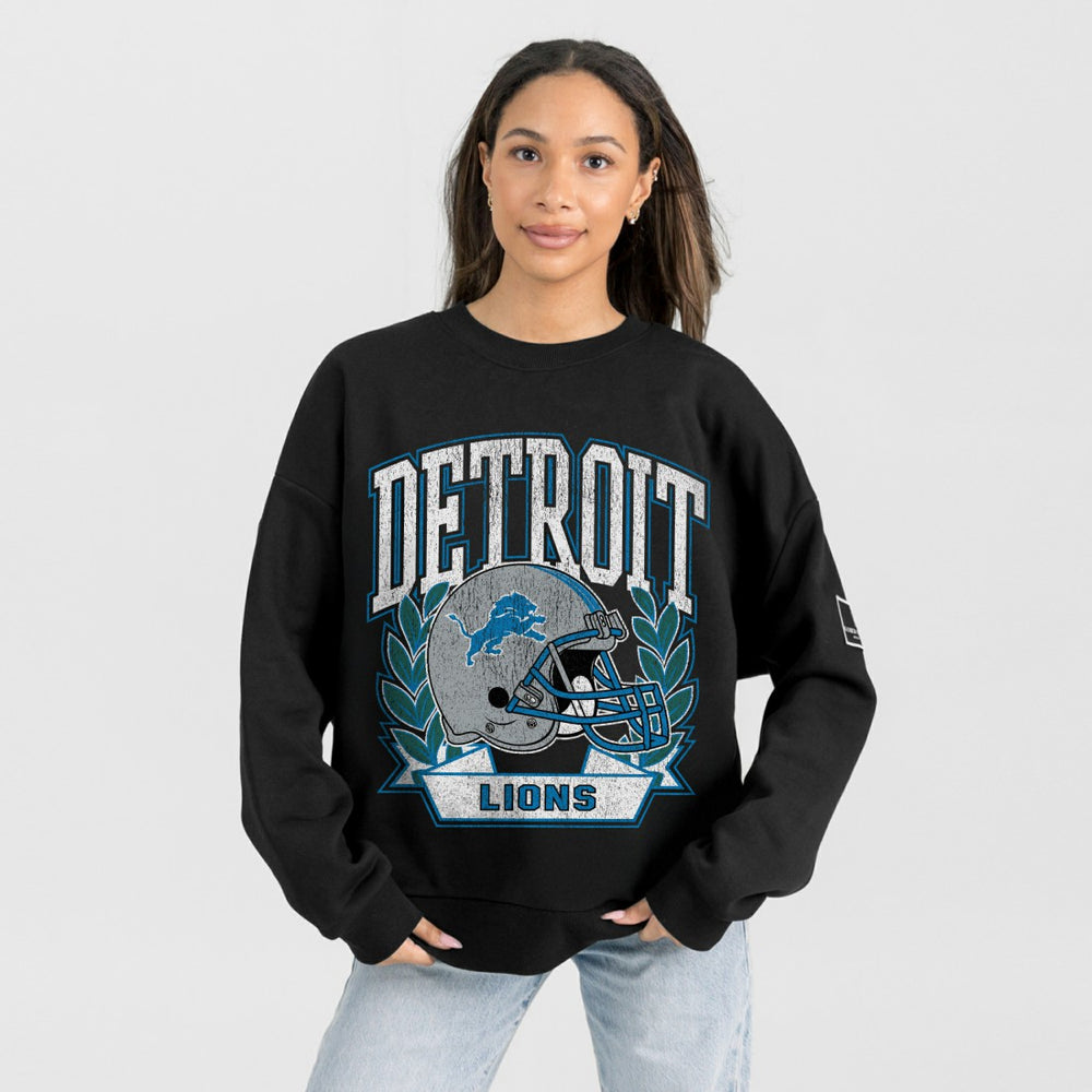 Gameday Couture Women's Oversized Victory Lane Black Label Premium Fleece Sweatshirt - Detroit Lions