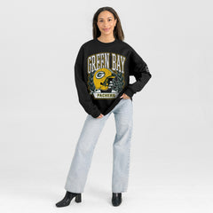 Gameday Couture Women's Oversized Victory Lane Black Label Premium Fleece Sweatshirt - Green Bay Packers