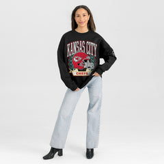 Gameday Couture Women's Oversized Victory Lane Black Label Premium Fleece Sweatshirt - Kansas City Chiefs