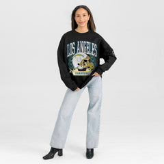 Gameday Couture Women's Oversized Victory Lane Black Label Premium Fleece Sweatshirt - Los Angeles Chargers