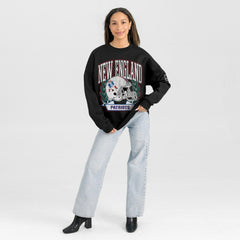 Gameday Couture Women's Oversized Victory Lane Black Label Premium Fleece Sweatshirt - New England Patriots