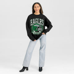 Gameday Couture Women's Oversized Victory Lane Black Label Premium Fleece Sweatshirt - Philadelphia Eagles