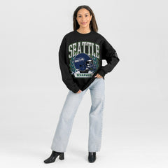 Gameday Couture Women's Oversized Victory Lane Black Label Premium Fleece Sweatshirt - Seattle Seahawks