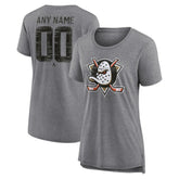 NHL Gray Anaheim Ducks Women's Heritage Custom Tri-Blend T-Shirt