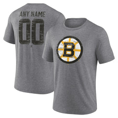 NHL Gray Boston Bruins Heritage Custom Tri-Blend T-Shirt