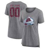 NHL Gray Colorado Avalanche Women's Heritage Custom Tri-Blend T-Shirt