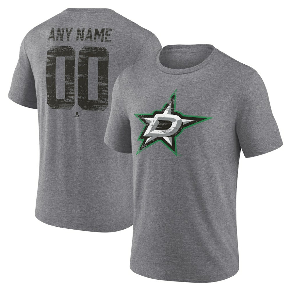 NHL Gray Dallas Stars Heritage Custom Tri-Blend T-Shirt