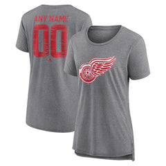 NHL Gray Detroit Red Wings Women's Heritage Custom Tri-Blend T-Shirt