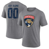 NHL Gray Florida Panthers Heritage Custom Tri-Blend T-Shirt