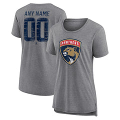 NHL Gray Florida Panthers Women's Heritage Custom Tri-Blend T-Shirt