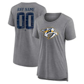 NHL Gray Nashville Predators Women's Heritage Custom Tri-Blend T-Shirt