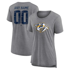 NHL Gray Nashville Predators Women's Heritage Custom Tri-Blend T-Shirt