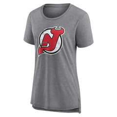 NHL Gray New Jersey Devils Women's Heritage Custom Tri-Blend T-Shirt