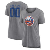 NHL Gray New York Islanders Women's Heritage Custom Tri-Blend T-Shirt
