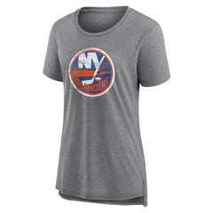 NHL Gray New York Islanders Women's Heritage Custom Tri-Blend T-Shirt