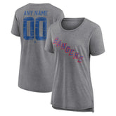 NHL Gray New York Rangers Women's Heritage Custom Tri-Blend T-Shirt