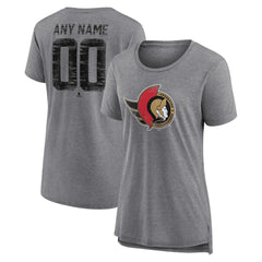NHL Gray Ottawa Senators Women's Heritage Custom Tri-Blend T-Shirt
