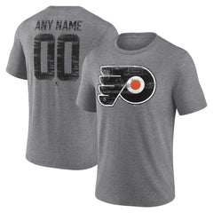 NHL Gray Philadelphia Flyers Heritage Custom Tri-Blend T-Shirt