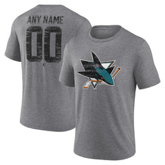 NHL Gray San Jose Sharks Heritage Custom Tri-Blend T-Shirt