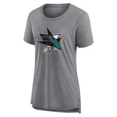 NHL Gray San Jose Sharks Women's Heritage Custom Tri-Blend T-Shirt