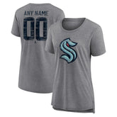 NHL Gray Seattle Kraken Women's Heritage Custom Tri-Blend T-Shirt