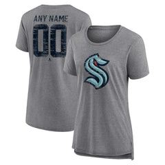 NHL Gray Seattle Kraken Women's Heritage Custom Tri-Blend T-Shirt