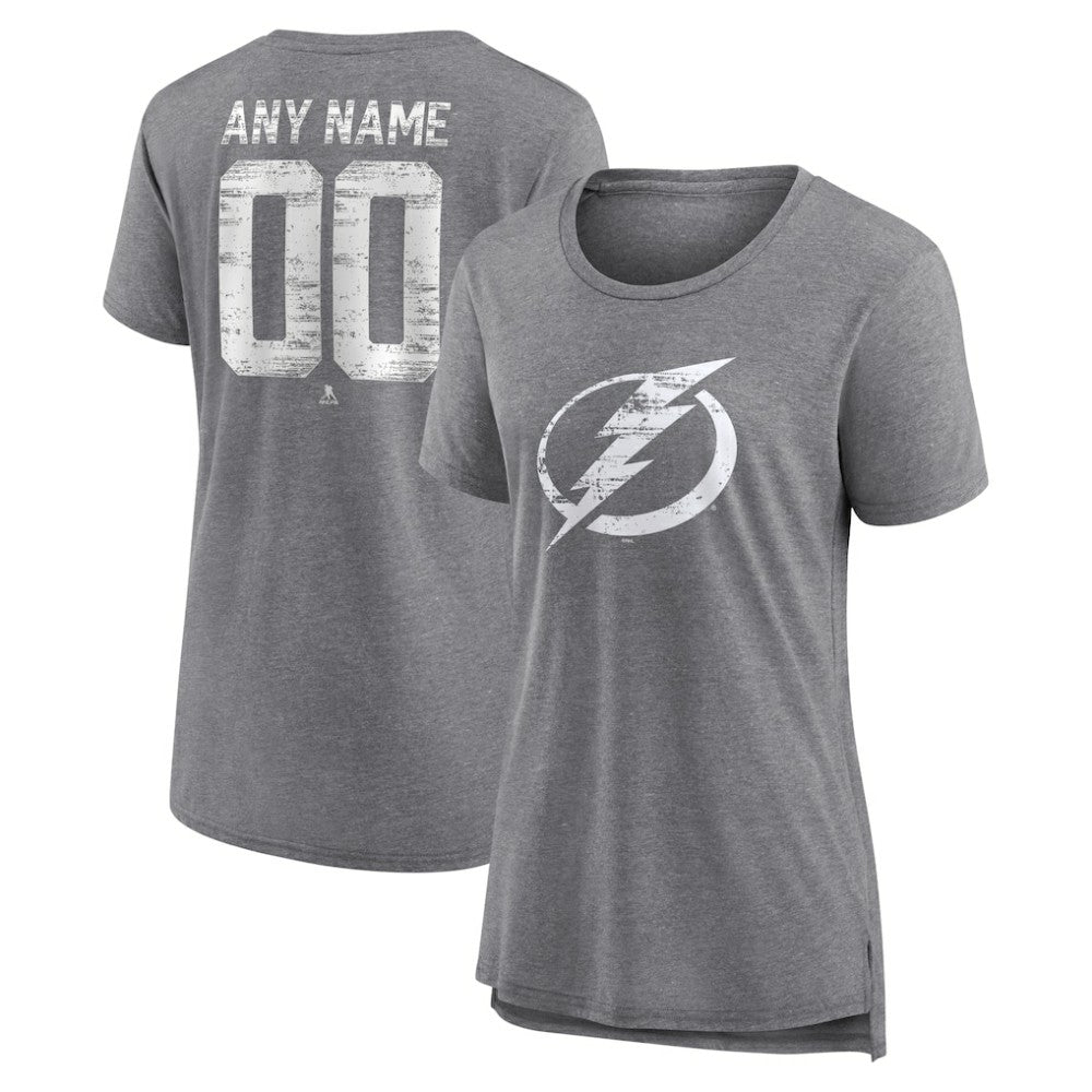 NHL Gray Tampa Bay Lightning Women's Heritage Custom Tri-Blend T-Shirt