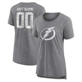 NHL Gray Tampa Bay Lightning Women's Heritage Custom Tri-Blend T-Shirt