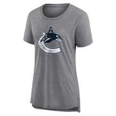 NHL Gray Vancouver Canucks Women's Heritage Custom Tri-Blend T-Shirt