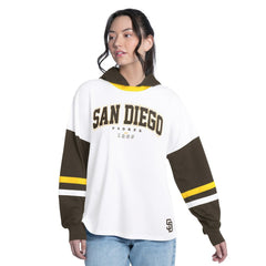 MLB San Diego Padres G-III 4Her by Carl Banks Women's Key Player Oversized Hooded Long Sleeve T-Shirt