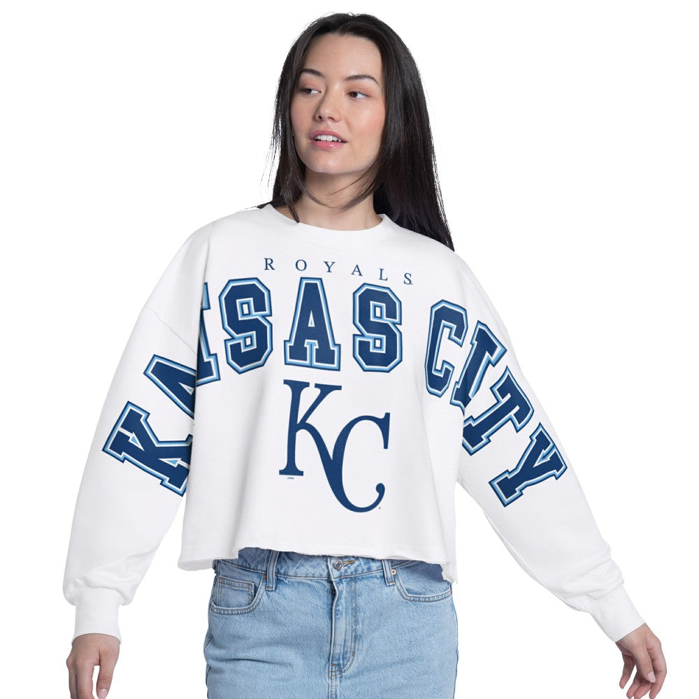 MLB Kansas City Royals G-III 4Her by Carl Banks Women's Bleachers Cropped Pullover Sweatshirt