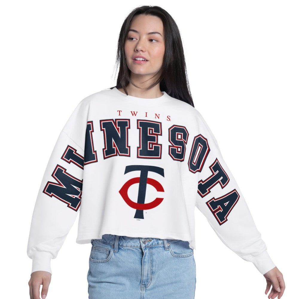 MLB Minnesota Twins G-III 4Her by Carl Banks Women's Bleachers Cropped Pullover Sweatshirt