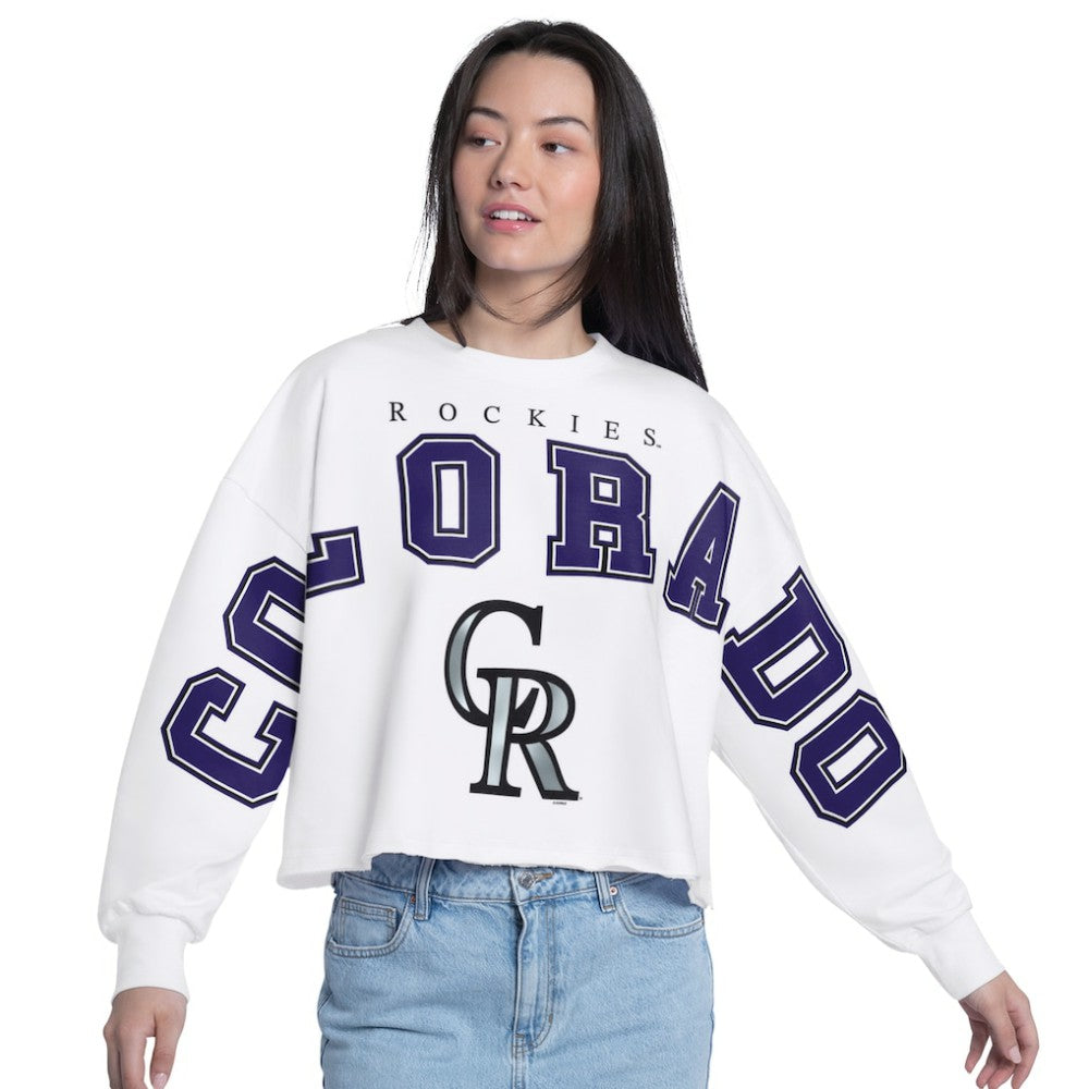MLB Colorado Rockies G-III 4Her by Carl Banks Women's Bleachers Cropped Pullover Sweatshirt