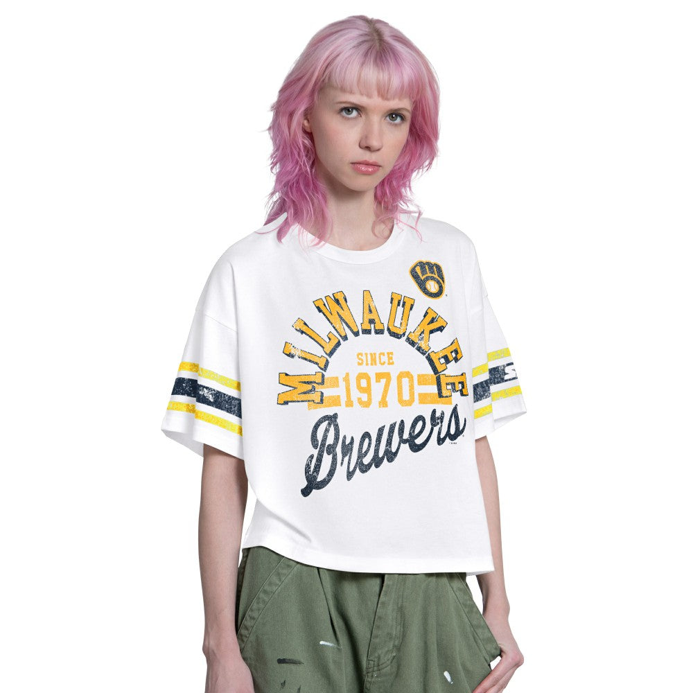 MLB Milwaukee Brewers Starter Women's Cropped Hurry Up Offense T-Shirt