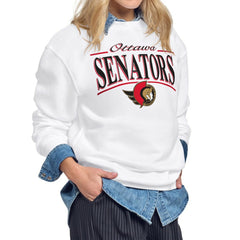 NHL White Ottawa Senators Starter Women's Arch Stripe Fleece Sweatshirt