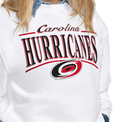 NHL White Carolina Hurricanes Starter Women's Arch Stripe Fleece Sweatshirt