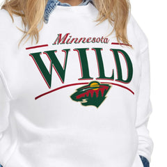 NHL White Minnesota Wild Starter Women's Arch Stripe Fleece Sweatshirt