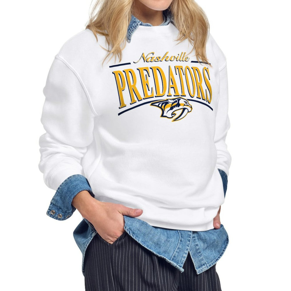 NHL White Nashville Predators Starter Women's Arch Stripe Fleece Sweatshirt