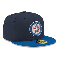 NHL Navy Winnipeg Jets New Era Core Logo Two-Tone 59FIFTY Fitted Hat