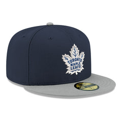 NHL Navy Toronto Maple Leafs New Era Core Logo Two-Tone 59FIFTY Fitted Hat