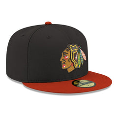 NHL Black Chicago Blackhawks New Era Core Logo Two-Tone 59FIFTY Fitted Hat