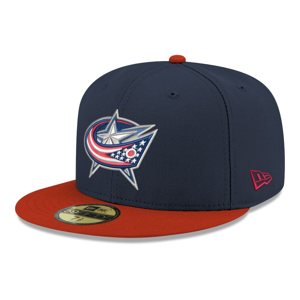 NHL Navy Columbus Blue Jackets New Era Core Logo Two-Tone 59FIFTY Fitted Hat