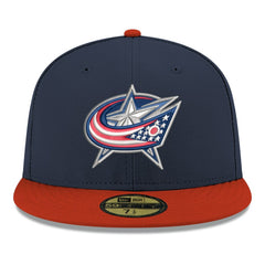 NHL Navy Columbus Blue Jackets New Era Core Logo Two-Tone 59FIFTY Fitted Hat