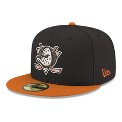 NHL Black Anaheim Ducks New Era Core Logo Two-Tone 59FIFTY Fitted Hat