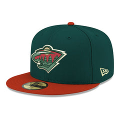 NHL Green Minnesota Wild New Era Core Logo Two-Tone 59FIFTY Fitted Hat