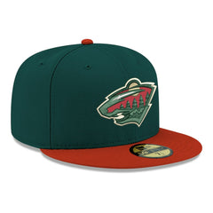 NHL Green Minnesota Wild New Era Core Logo Two-Tone 59FIFTY Fitted Hat