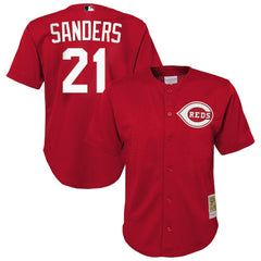 MLB Deion Sanders Cincinnati Reds Mitchell & Ness Youth Cooperstown Mesh Batting Practice Jersey