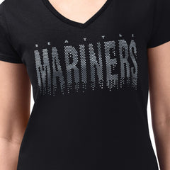 MLB Seattle Mariners G-III 4Her by Carl Banks Women's Metallic Drop Lightweight V-Neck T-Shirt