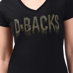 MLB Arizona Diamondbacks G-III 4Her by Carl Banks Women's Metallic Drop Lightweight V-Neck T-Shirt